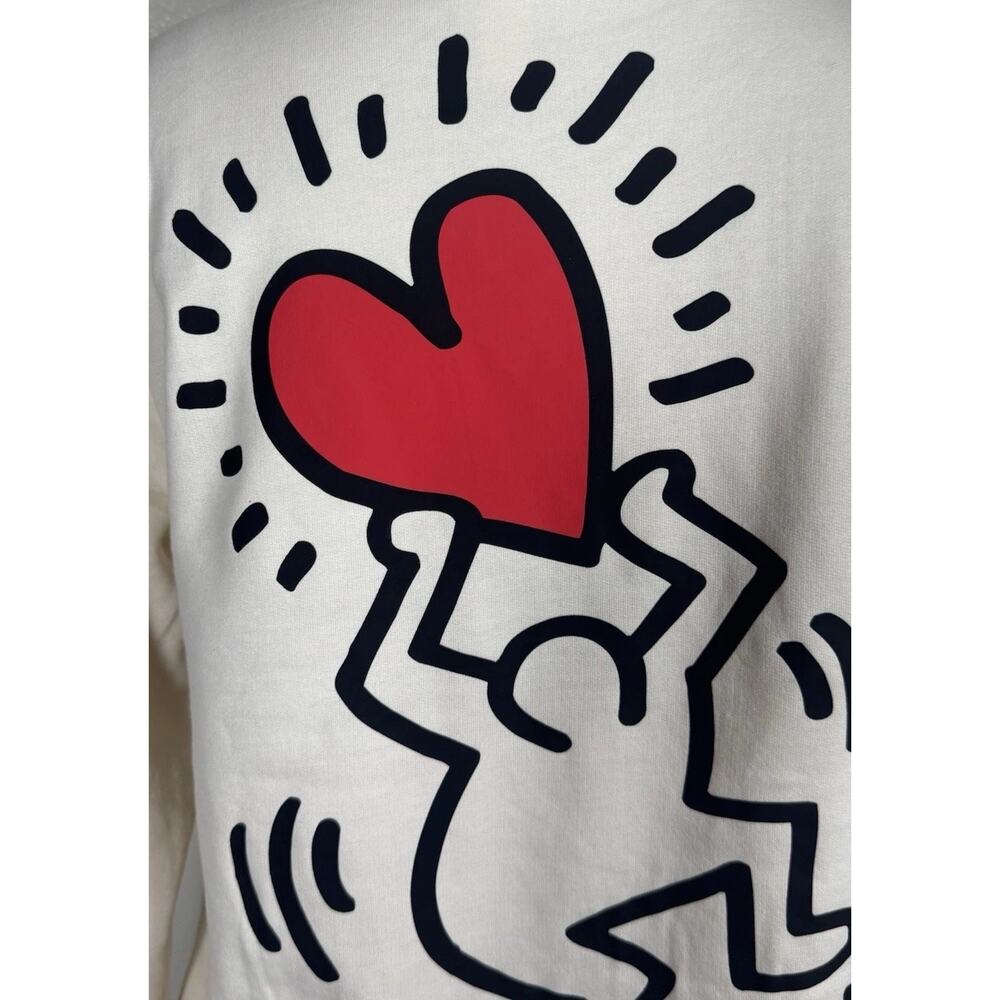 Keith Haring | Valentine | Love Heart | Soft Sweatshirt | Cream | 90s Art - Picture 7 of 7